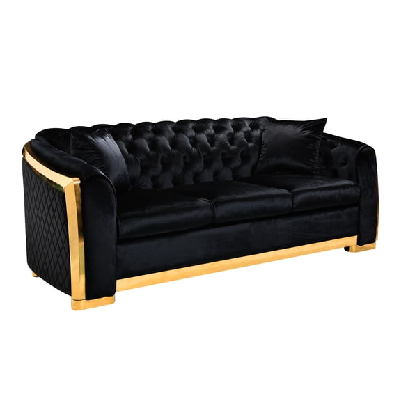 Velvet Chesterfield | 3 - Seat & Rolled Arms | Home Living