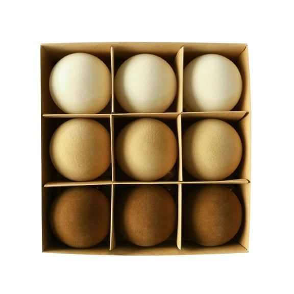 Velvet Christmas Ball Decoration Cream Shatterproof Xmas for Christmas Tree Holiday Home Party Decoration, 8cm, 9Pcs (A)