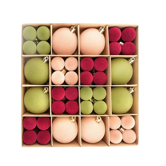 Velvet Christmas Ball, Flocked Christmas Ornaments, Plastic Hanging Decorations for Tree and Home, Easy to Hang, Durable Material, Classic Texture, Multi-Use Festive Holiday Decor