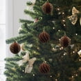 thumbnail image 1 of Velvet Christmas Ball Hanging Ornaments Sets of 4, Shatterproof Flocked Christmas Balls for Xmas Tree Wedding Anniversary Party Decor 2.36Inch Brown, 1 of 6