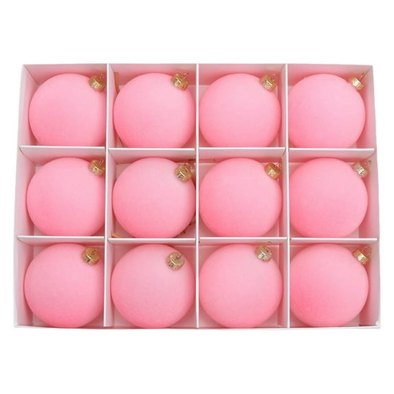 Velvet Christmas Ball Ornament Set, 12-Piece Flocked Foam Pendants, 6cm White Box, Decorative Hanging Balls for Tree, Festive Holiday Accessories, Soft Lightweight Design, Enhances Seasonal Display