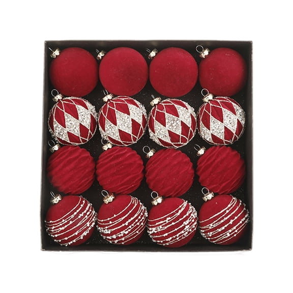 Velvet Christmas Ball Ornaments 16-Pack 2.36 Inch Flocked Shatterproof Hanging Balls, Multi-Color Xmas Tree Decorations for Holiday Wedding Party Decor