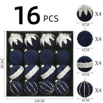 Velvet Christmas Ball Ornaments 16 Pcs Hanging Shatterproof Plastic Ball Decorations for Xmas Tree, Holiday, Party (Blue)