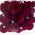 thumbnail image 1 of Velvet Christmas Ball Ornaments, 36-Pack Shatterproof Set for Tree Decor, 1 of 6