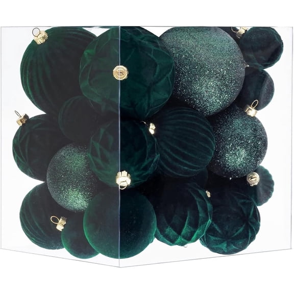 Velvet Christmas Ball Ornaments, 36-Pack Shatterproof Set for Tree Decor
