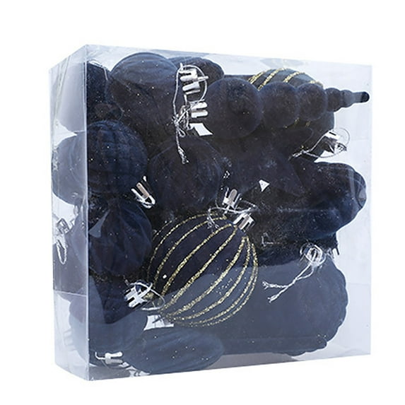 Velvet Christmas Ball Ornaments Flocked Shatterproof Hanging Xmas Tree Decorations Set for Holiday Party Home Decor, Festive Mixed Assorted Designs Bulk Pack with Loop for Winter Wedding