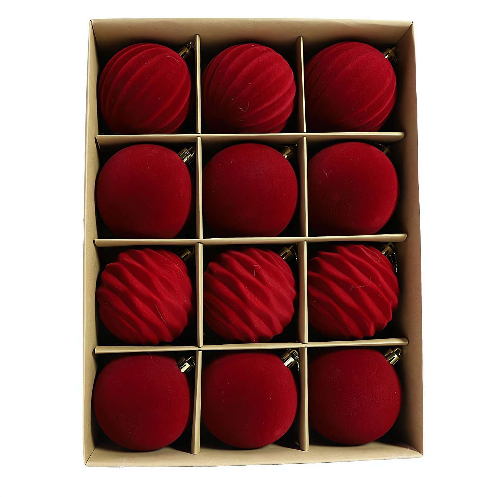 Velvet Christmas Balls 12ct Burgundy Red Flocked Christmas Tree Ball — free download