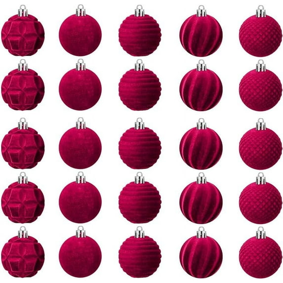 Velvet Christmas Balls Christmas Tree Ornaments, Luxurious Green Flocked Christmas Ornaments Velvet Ornament Ball Bauble, Shatterproof Plastic Balls Decorative Hanging Ornaments