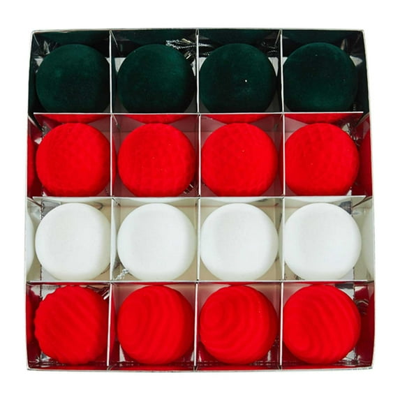 Velvet Christmas Balls Set Hanging Ornaments, Flocked Christmas Tree Ball Decorations For Holiday Party Decor, Plastic Xmas Decorative Hanging Ornaments For Home Decoration