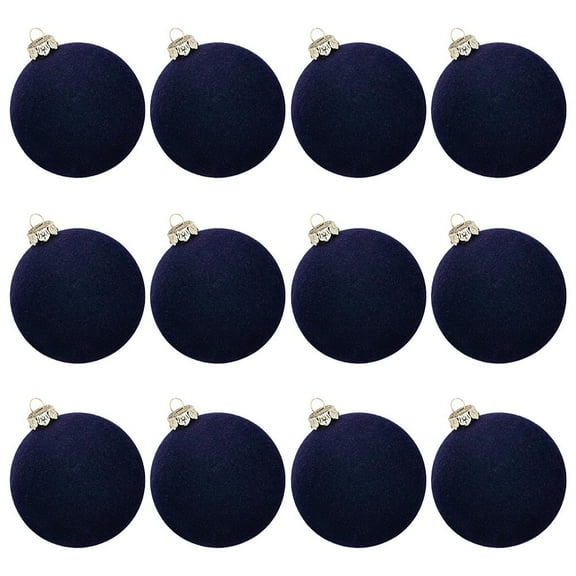 Velvet Christmas Baubles, 12 Pcs 6cm Flocked Christmas Tree Ball Ornaments Shatterproof Plastic Decorative Tree H Balls Xmas