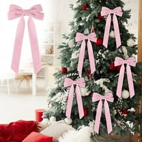 Velvet Christmas Bow Decoration, Soft Fabric Bow For Gift Packaging, Home Christmas Tree Decor, And Apparel Clothing Accent, Festive Holiday Bow Ornament, 4.53*8.46*0.98in, Pink