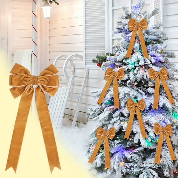 Velvet Christmas Bow Decorations, Large Velvet Bows for Tree, Wreath & Garland, Twisted Ties for Xmas Party & Holiday Décor, Large Holiday Bow for Tree & Gift Wrap