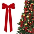 thumbnail image 1 of Velvet Christmas Bow Ornament Polyester Holiday Decor - Wreath Tree Topper Indoor Outdoor Xmas Decoration(Red), 1 of 4