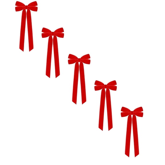 Velvet Christmas Bows 5 Pack, Premade Twist Tie Bows for Christmas Tree Decor, Wreaths, Gift Wrapping, Stair Railing, Fireplace Mantel, and Holiday Home Decoration