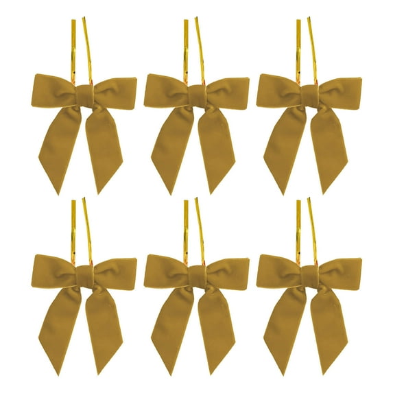 Velvet Christmas Bows, 6pcs Premade Bows for Christmas Tree, Wreaths, Gift Basket, Spring Decor, Swag, Wedding, Baby Shower Decor, 3.1in