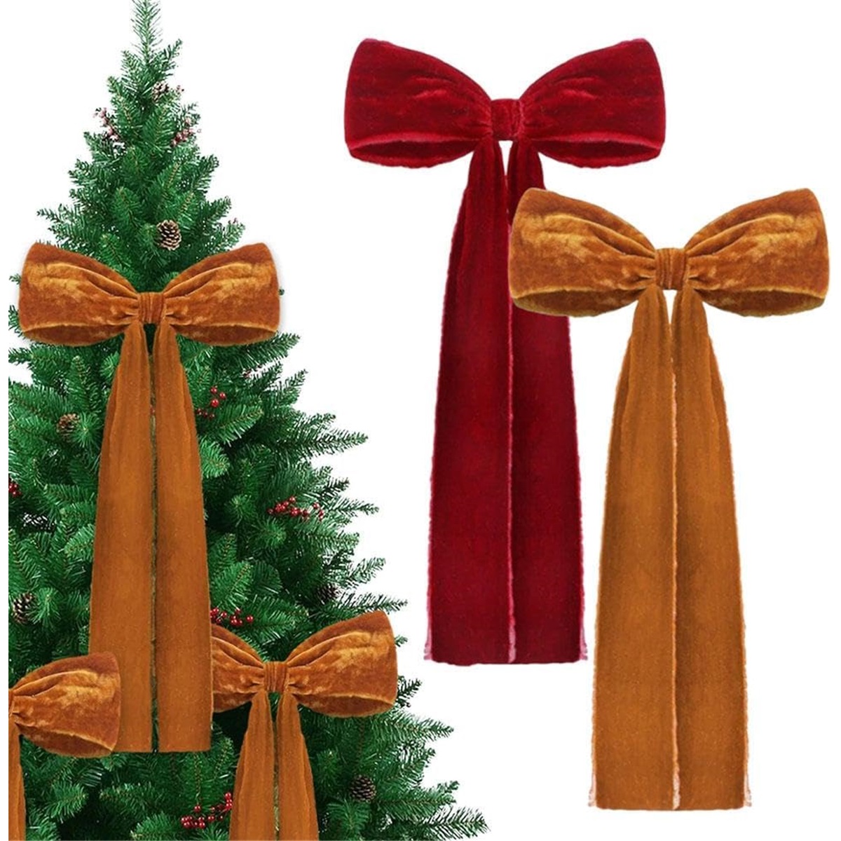 Velvet Christmas Bows, Christmas Decorations, Vintage Long Velvet Bows — free download