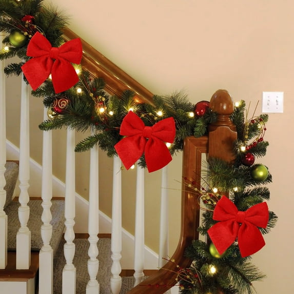 Velvet Christmas Bows, Flocked Holiday Decor, 3-Pack Set, Elegant Velvet Material, Indoor Outdoor Home Decorations