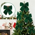 thumbnail image 1 of Velvet Christmas Bows, Green Wreath Bow Ornaments with Wired Edge for Christmas Tree Decorations, Xmas Tree Topper, Garland, Wrapping, and Holiday DIY Décor (Green Small), 1 of 9