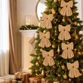 thumbnail image 1 of Velvet Christmas Bows ,Hanging Holiday Xmas Bows for Christmas Wreaths Decoration, 5.91x 5.91Inch Beige, 1 of 8