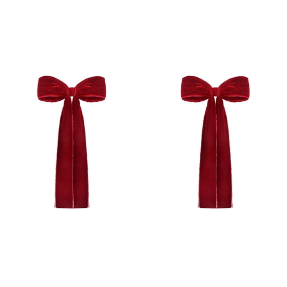 Velvet Christmas Bows Large 17.7x8.7 Inch Ribbon Wreath Ornament, Oversized Tree Staircase Door Decor, Rustic Craft Gift Bow for Indoor Outdoor Holiday Party Accent 2PC