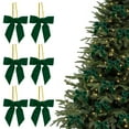 thumbnail image 1 of Velvet Christmas Bows for Christmas Tree, Wreath, Gift Wrapping, Crafts, Wedding, Party, Twist Tie Bows for Candy Bags, Home Decor 6Pcs (Green), 1 of 8