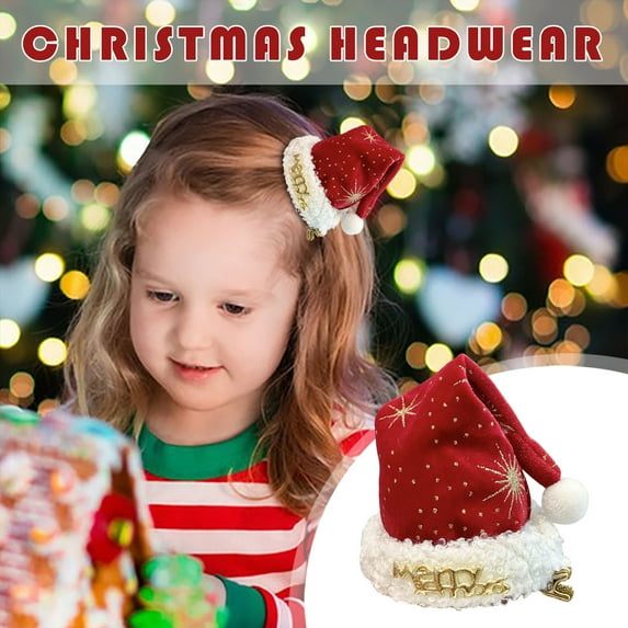 Velvet Christmas Hair Clip with Drooping Hat Festive Hairpin Holiday Hair Accessory for Women adults Party Decoration Stocking Stuffer Gift