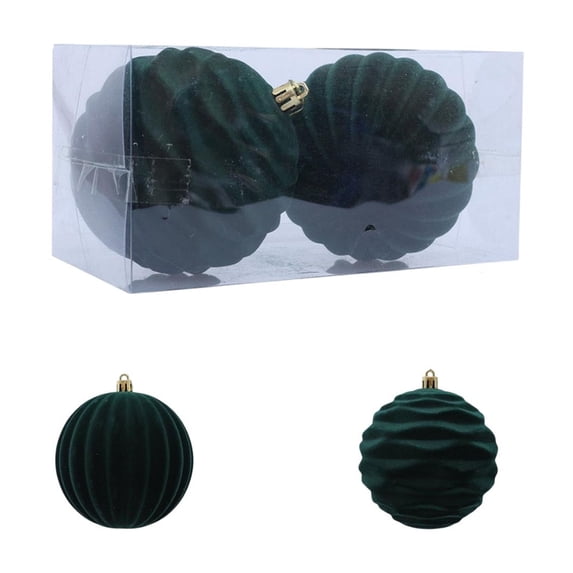 Velvet Christmas Ornaments Balls 2 Pcs for Christmas Tree Decoration, 4 Inch Large Flocked Velvet Ball Ornaments Set Shatterproof Hanging Xmas Baubles for Party Decor