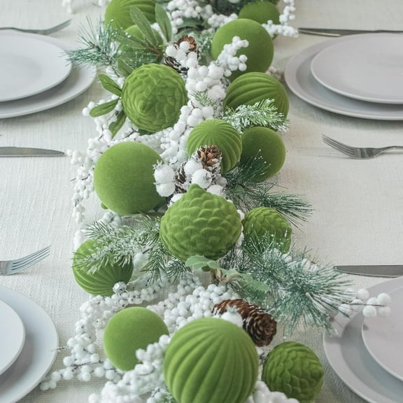 Velvet Christmas Ornaments Sets of 12 2.36 Inch Shatterproof Plastic Flocked Christmas Balls Velvet Ornaments for Christmas Tree Small Hanging Ornaments