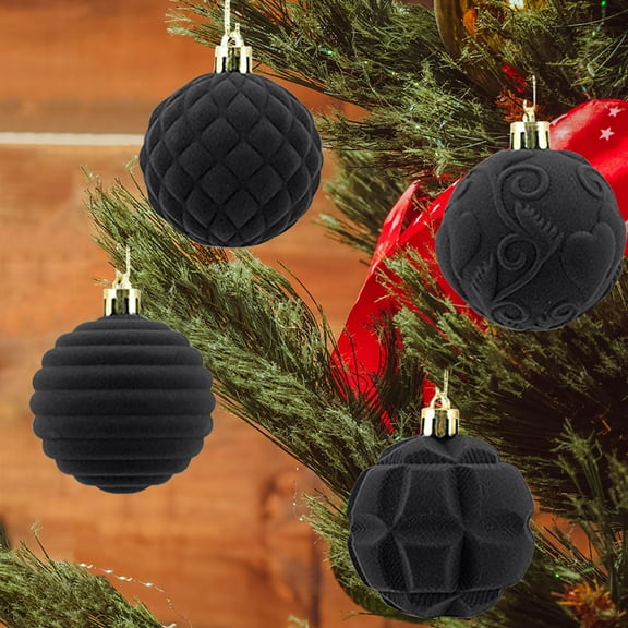 Velvet Christmas Ornaments Sets of 12 2.36 Inch Shatterproof Plastic Flocked Christmas Balls Velvet Ornaments for Christmas Tree Small Hanging Ornaments