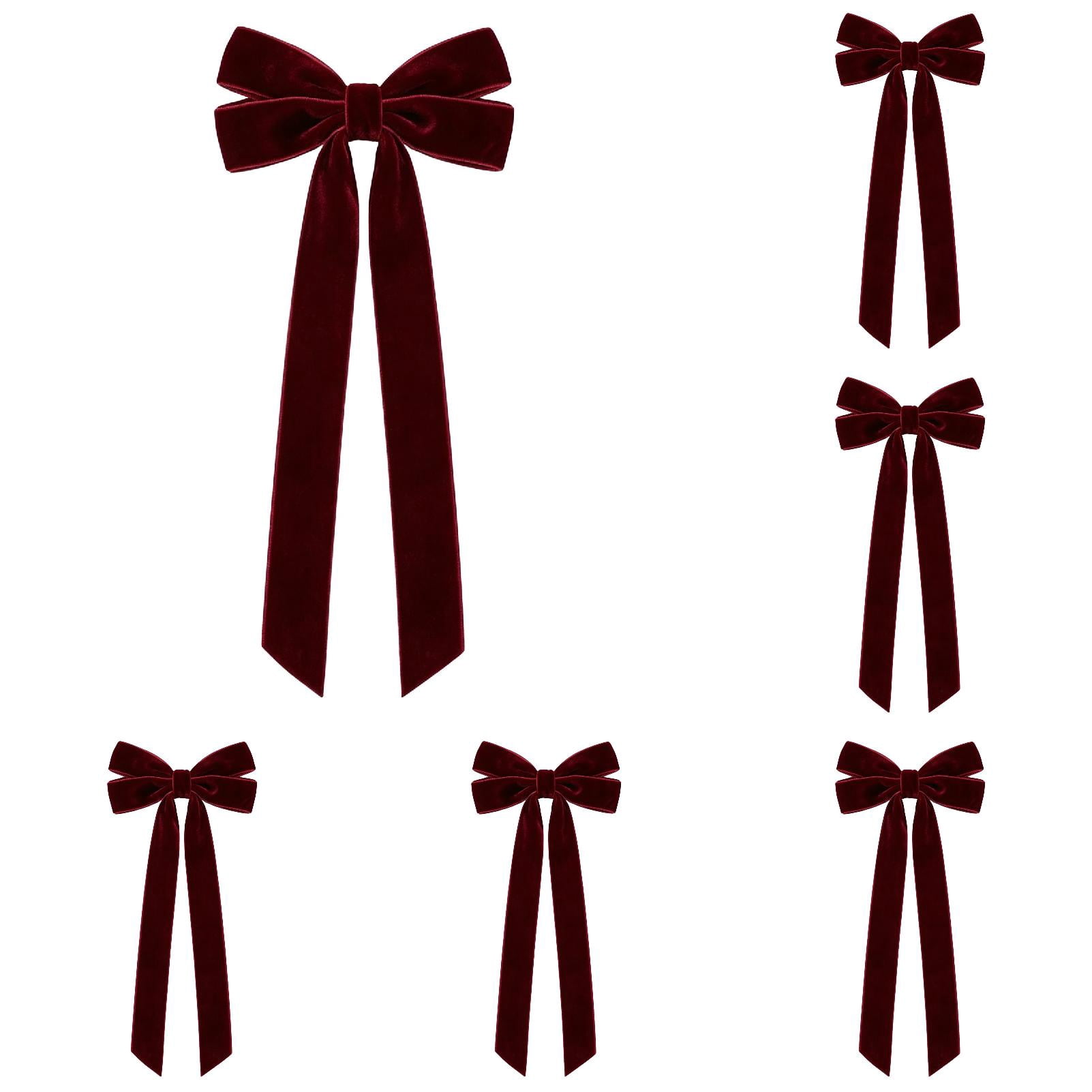 Ruby Slippers Diy Velvet Christmas Ribbon Bows, Wine Red Pre-Tied Accents for Tree Wreath ...