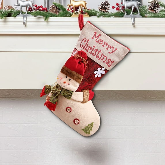 Velvet Christmas Stocking with Hidden Pocket and Faux Fur Cuff - Gold Embroidered Mantel Decor for Gift Giving Tradition(A)