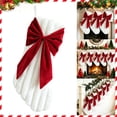 thumbnail image 1 of Velvet Christmas Stocking with Large Decorative Bow Striped Plush Velvet Christmas Stocking for Fireplace Elegant Holiday Festival Party Ornament, 1 of 9