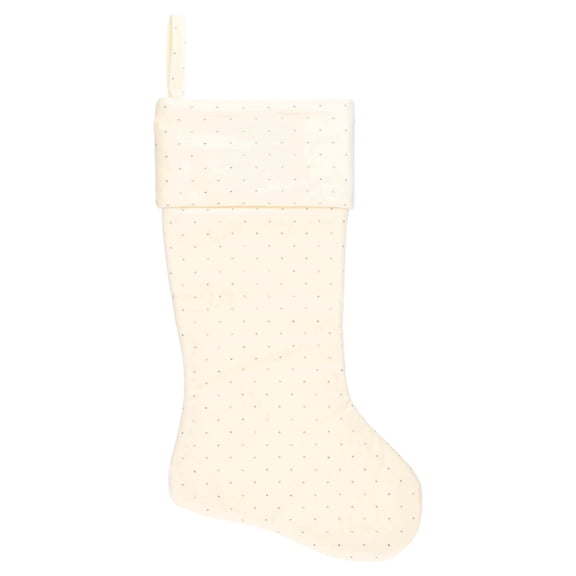Velvet Christmas Stocking with Rhinestones, Ivory, 20", by Holiday Time