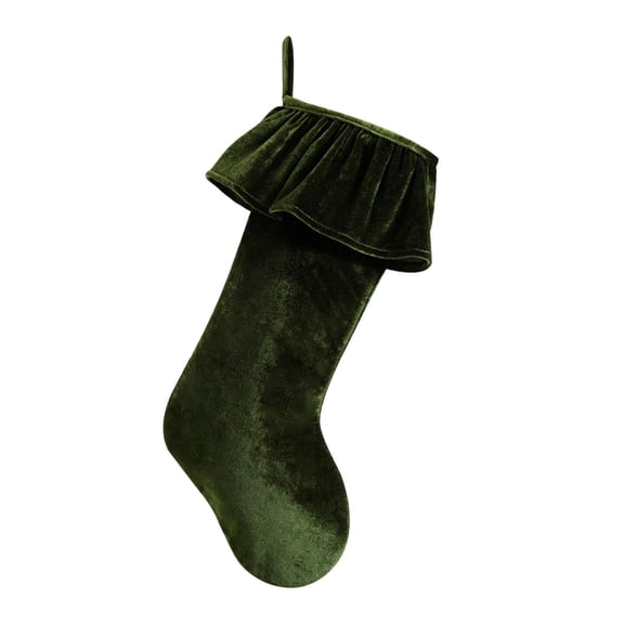 Velvet Christmas Stockings Hanging Stocking, Soft Christmas Decoration Sock with Hanging Loop, Vintage Christmas Home Indoor Candy Decor Bag for Xmas Tree Mantel Fireplace Stairs,Army Green