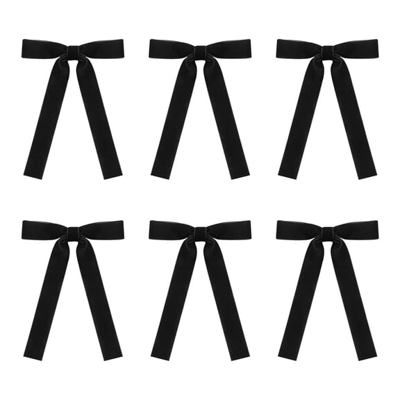 Velvet Christmas Tree Bow Decoration, Ribbon Bows with Twist Tie Gift Bows for Gift Wrapping, Crafts, Christmas Party (6PC),Black