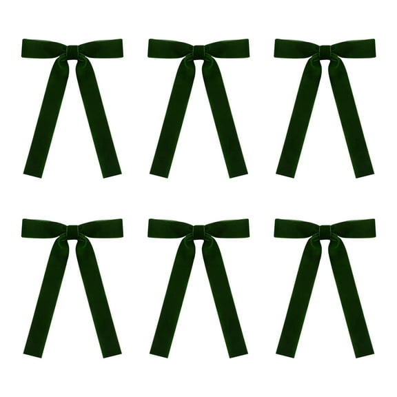 Velvet Christmas Tree Bow Decoration, Ribbon Bows with Twist Tie Gift Bows for Gift Wrapping, Crafts, Christmas Party (6PC),Green