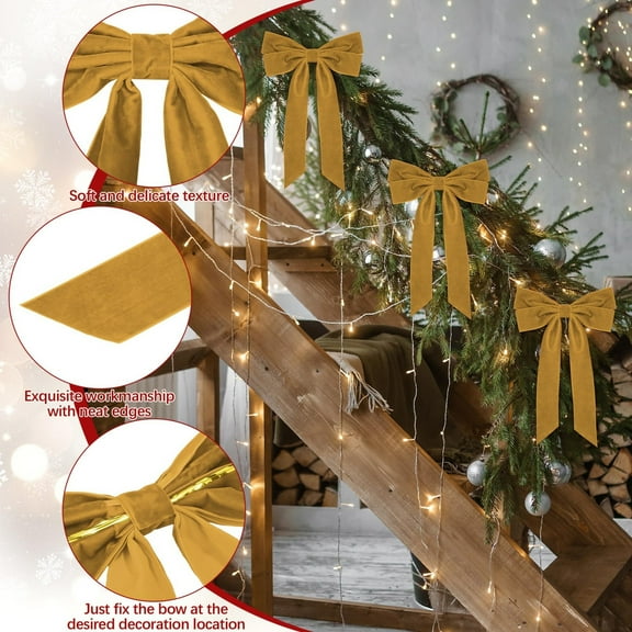 Velvet Christmas Tree Bow Decorations Set of Six Double Layer Extended Thickened Ornaments for Tree Wreath Garland Gift Embellishment Festive Decor Celebration Pieces