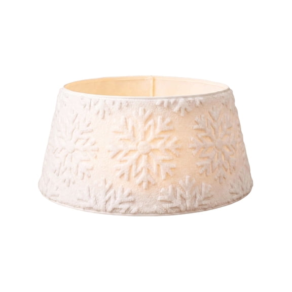 Velvet Christmas Tree Collar 21" Tree Base Cover, Christmas Tree Ring Skirt Collars Xmas Trees Stand Base Cover for Festival Decor (White)