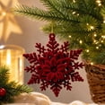 thumbnail image 1 of Velvet Christmas Tree Ornaments, Shatterproof Flocked Christmas Decorations, Burgundy Snowflakes Shaped for Xmas Holiday Home Party Decor(D), 1 of 7