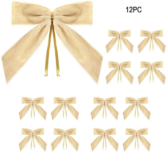 Velvet Christmas Wreath Bows - 12-Piece Burgundy Mini Bows with Metal Wire for Holiday Decorations | Tree Ornaments | Gift Wrapping | Party Decor