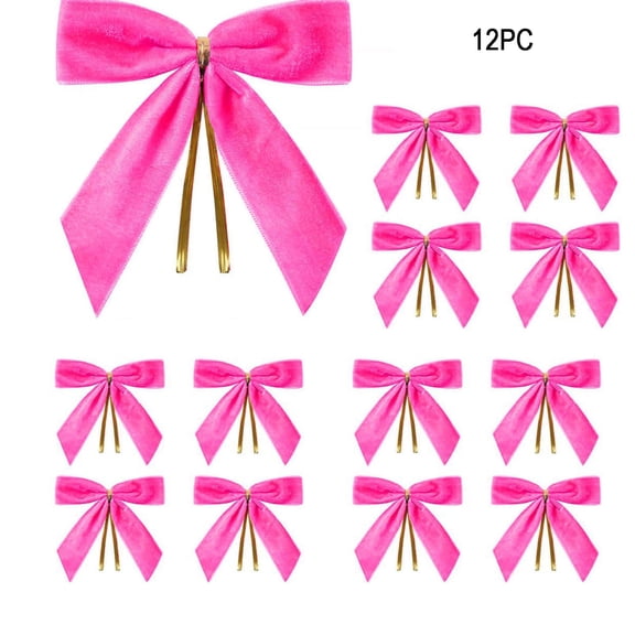 Velvet Christmas Wreath Bows - 12-Piece Set for Holiday Tree Decorations, Gift Wrapping & Party Decor | 3.5X3.5 Inch Burgundy Bows with Metal Clip