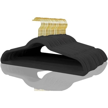 Lot De 22 Cintres Velours Noir Fin - Crochets Dorés, Gain De Place, Anti-dérapants, Résistance 5 Kg