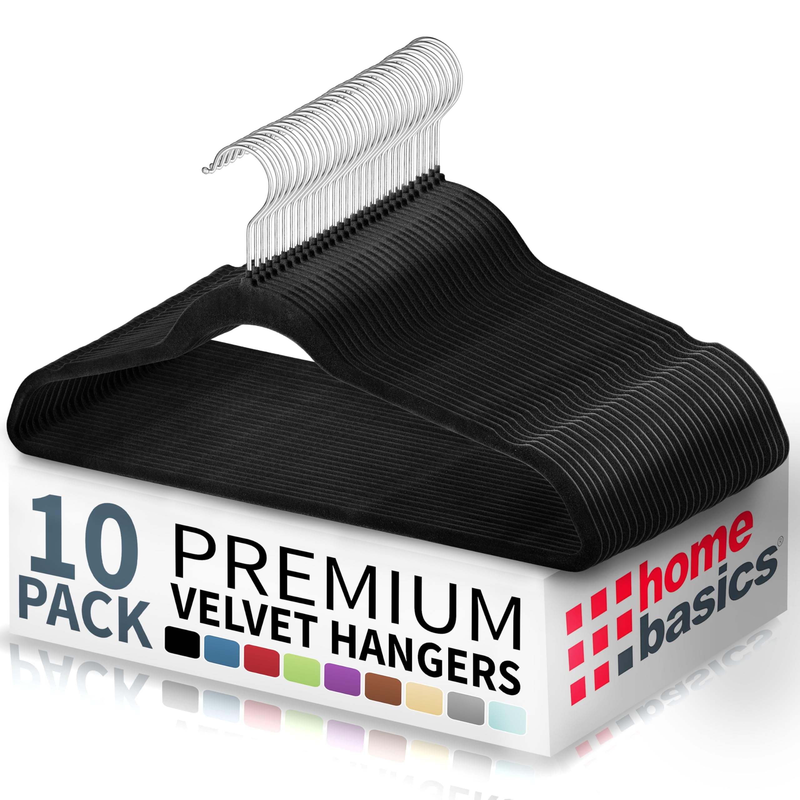 Velvet Clothes Hangers (Pack of 10), Black, by Home Basics Felt