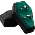 thumbnail image 1 of Velvet Coffin Ring Box Case Holder for Gothic Wedding Ceremony Jewelry Organizer Decorations (Black and Green), 1 of 13