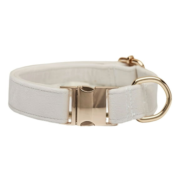 Velvet Collar with Customizable Gold Buckle for Dogs, White 30x1.5cm, Soft and Durable Velvet Collar with Sturdy Buckle, Comfortable for Small Dogs, Stylish for Daily Wear