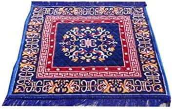 ‎Velvet Comfortable Blue Multi-Purpose Meditation Mat/Rug (Approx. 60 x 60 Cm, 24 x 24 Inch), Religious Spiritual Items, Home Aasan/Yoga/Meditation, Hindu/Yoga/Meditation