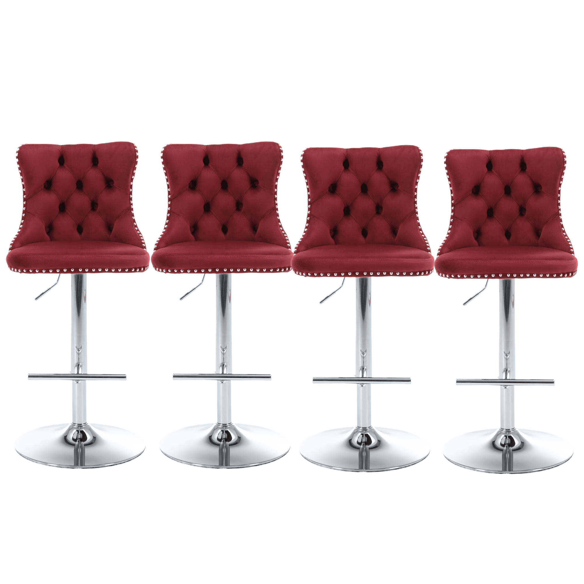 Velvet Comfortable Tufted Swivel Bar Stools Adjustable Counter Height