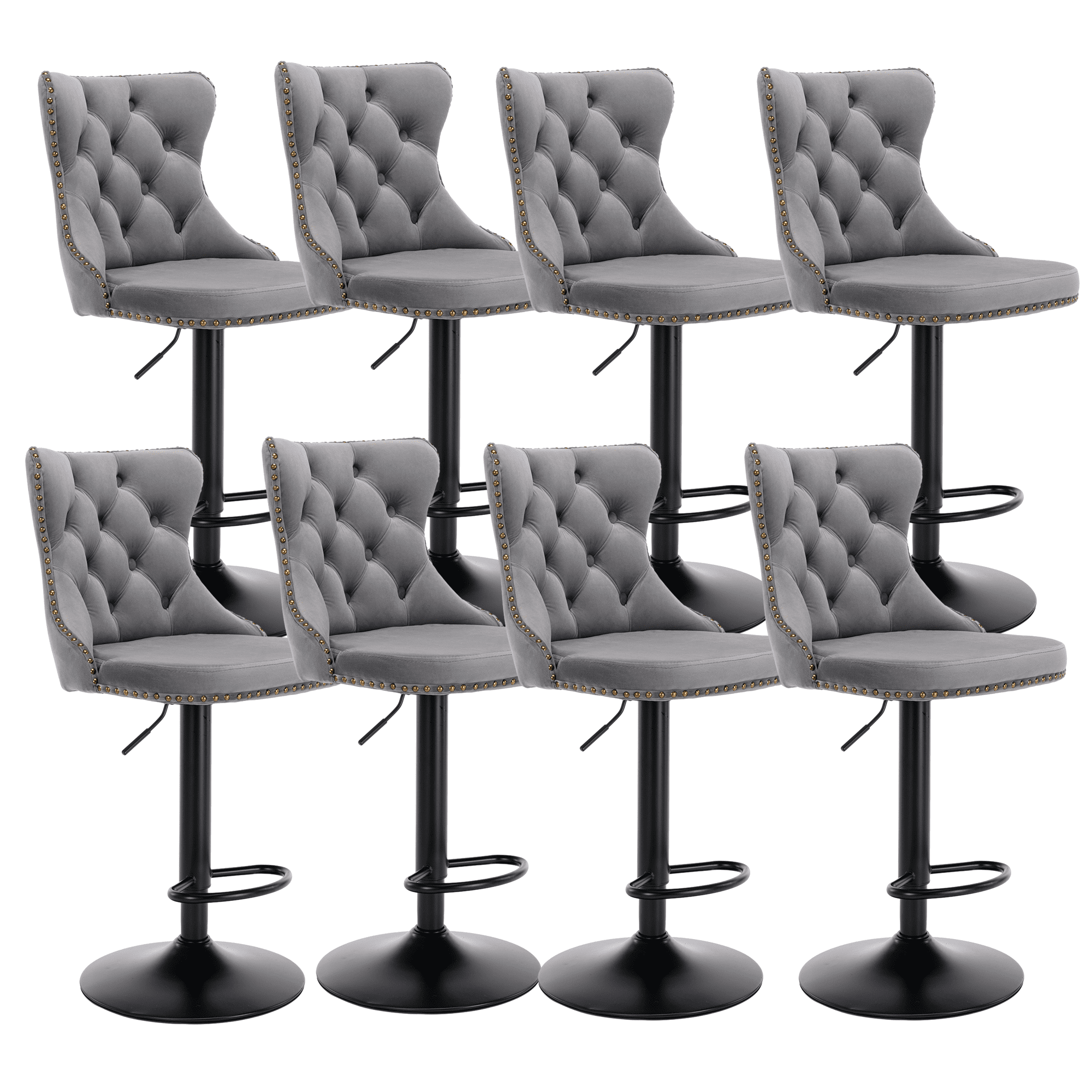 Velvet Comfortable Tufted Swivel Bar Stools Adjustable Counter Height Bar Stool from 25-33 Inch ...