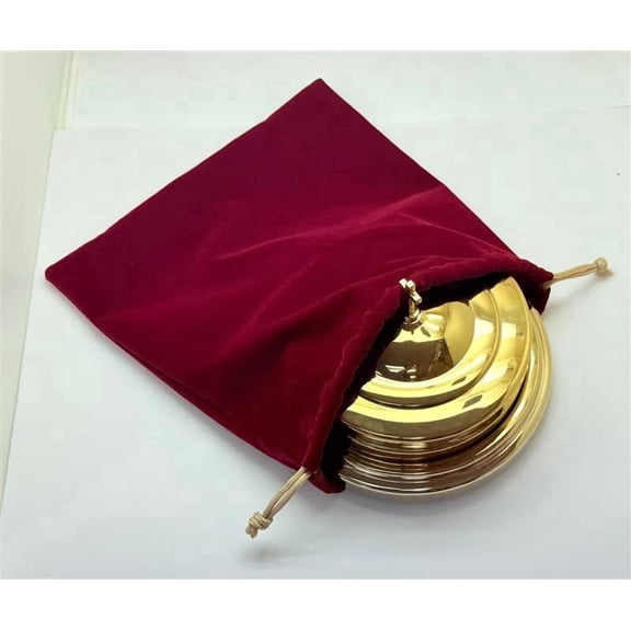 Velvet Communion Tray Storage Bag Burgundy & Gold Drawstring | Fits 32-Cups Serving Tray | Premium Protective Cover for Churches & Chaplains