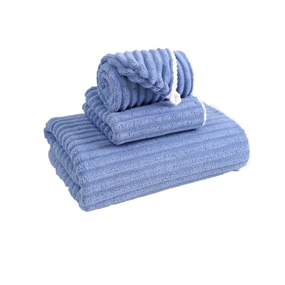 Velvet Coral Fleece Bath Towel Set - 3-Piece Absorbent Microfiber Bathroom Essentials for Travel & Gym, Soft Non-Shedding Towel Cap & Washcloth